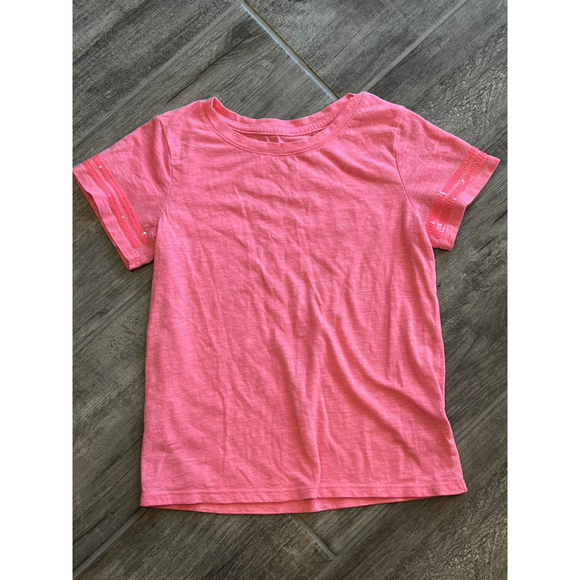 Cat & Jack Girls' Pink Sequin‎ Sleeve T-Shirt Top, Size M (7/8) - Picture 1 of 4